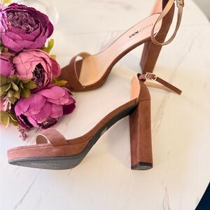 Brown Block Heel Sandals